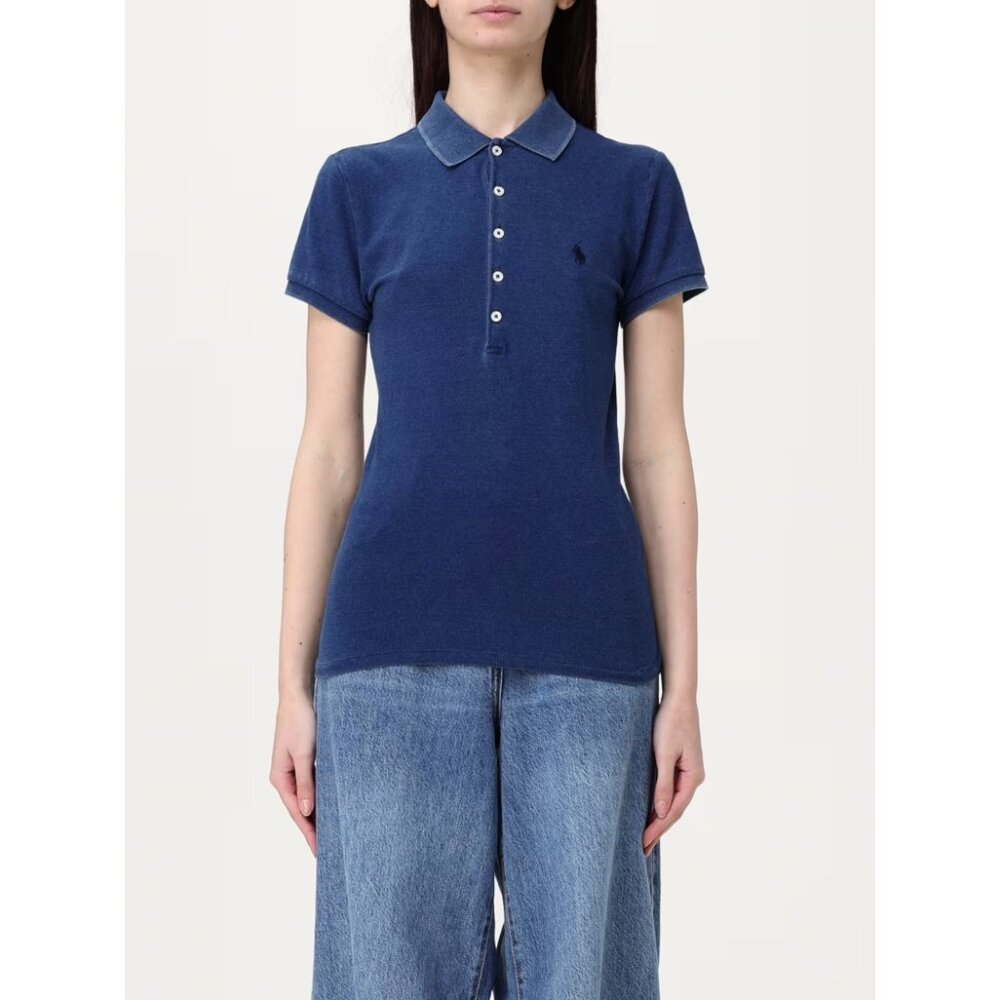 Polo Ralph Lauren Blue Polo Shirt Womens Size Small Slim Fit Iconic Tennis Golf